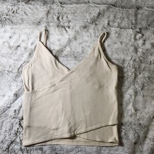 Aerie Off White Cotton Modal Blend Criss Cross Wrap Front Crop Bra Tank Size S